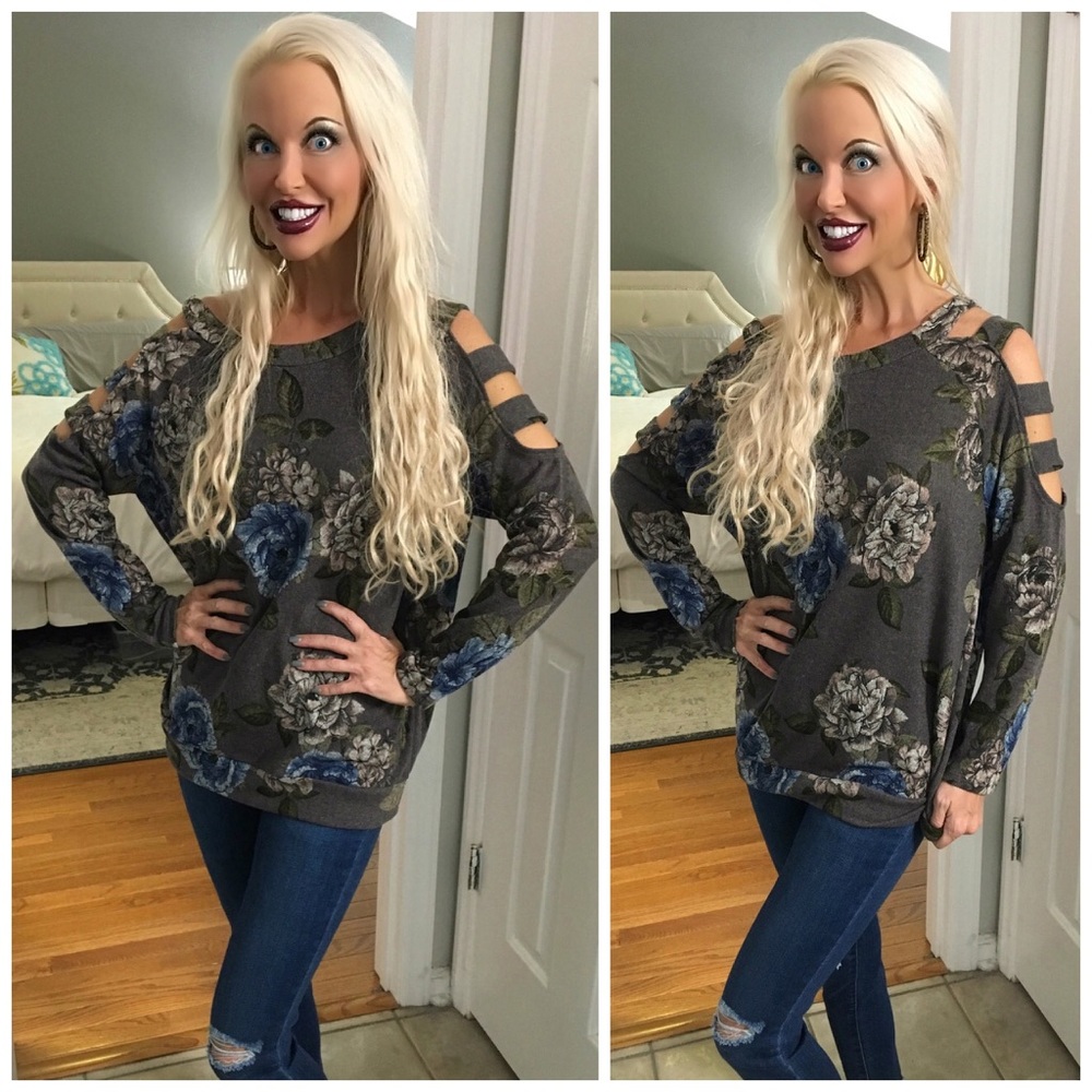 🛍LAST 1! ❤️Ladder Cut Floral Sweater - Picture 2 of 4